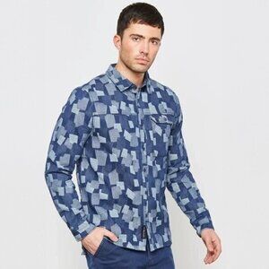 Native Youth Patchwork Button Down Shirt - sz XL